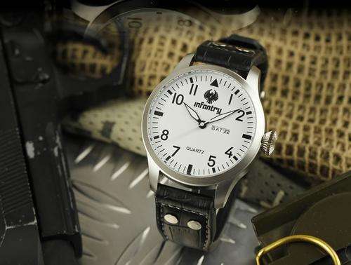 INFANTRY New Royal MEN Date Day Analog Quartz Casual Black Leather Sport Original Wrist Watch