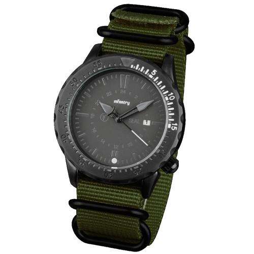 INFANTRY Men'e Coprs Officer Date Army 24 Hours Analog Wrist Watches Black Nylon Band Watrch