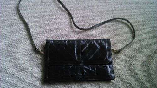 Genuine Eel skin handbag - navy blue