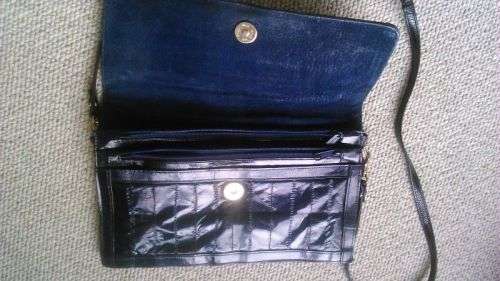 Genuine Eel skin handbag - navy blue