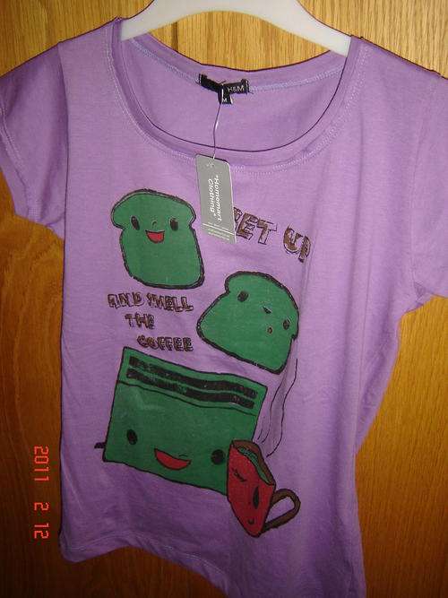 H & M tee - "Get up and smell the coffee"