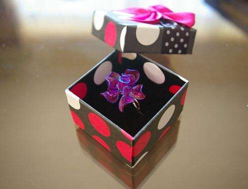 Pretty flower ring in ring box