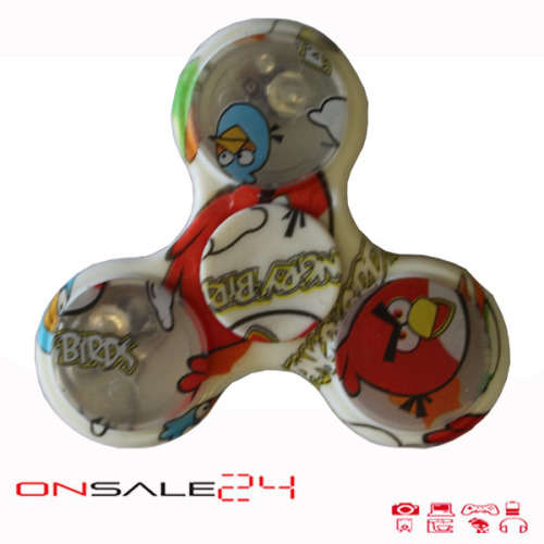 THREE FINGER FIDGET SPINNER ANGRY BIRDS PRINT LED