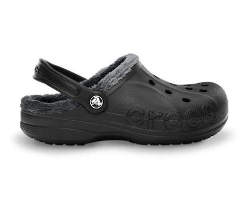 CROCS MEN'S BAYA FLEECE CLOG - GRAPHITE BLACK