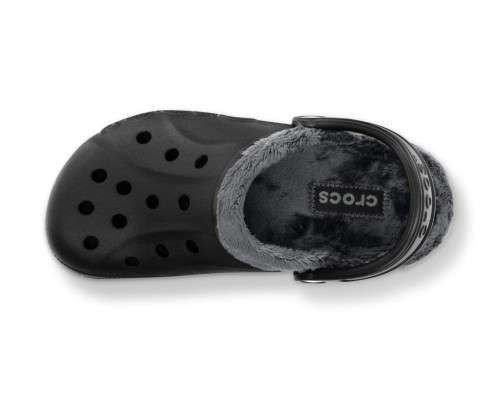 CROCS MEN'S BAYA FLEECE CLOG - GRAPHITE BLACK
