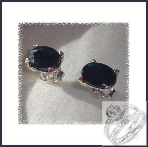 ***R1399***EXQUISITE: PRETTY 925 STERLING SILVER SAPHIRE STUD EARRINGS!! LAST ITEM!!
