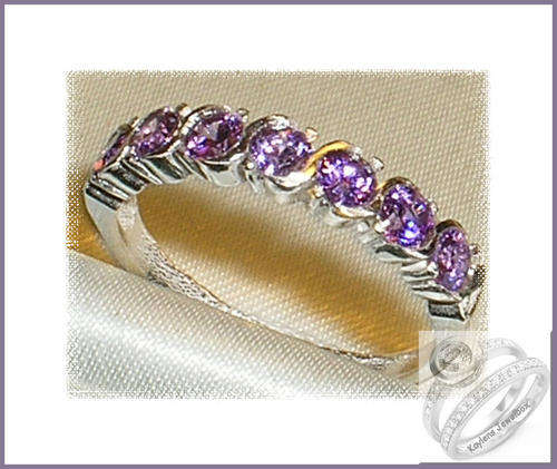***R2199***ENGLISH SILVER STUNNING AMETHYST ETERNITY RING - N