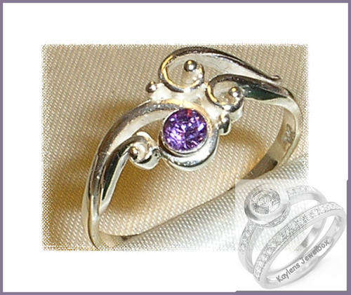 ***R1699***SUPERB DAINTY SOLID SILVER AMETHYST SOLITAIRE RING - M