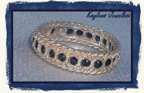 ***R1500***SOLID SILVER FULL NATURAL SAPPHIRE ETERNITY RING - O