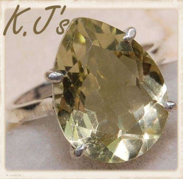 ***R789***Lemon Citrine & 925 Solid Sterling Silver Ring Size 6.75