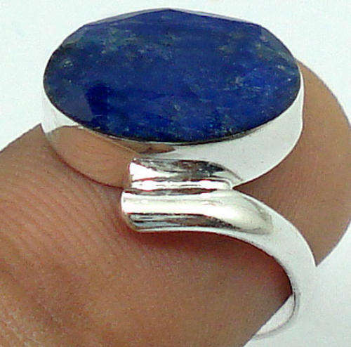 ***R2999***WOW!!! BLUE SAPPHIRE OVAL 925 STERLING SILVER SOLITAIRE ARTISAN RING