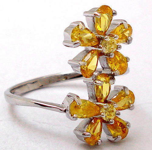 ***R2299***SPARKLING LEMON TOPAZ PEAR 925 STERLING SILVER ARTISAN RING