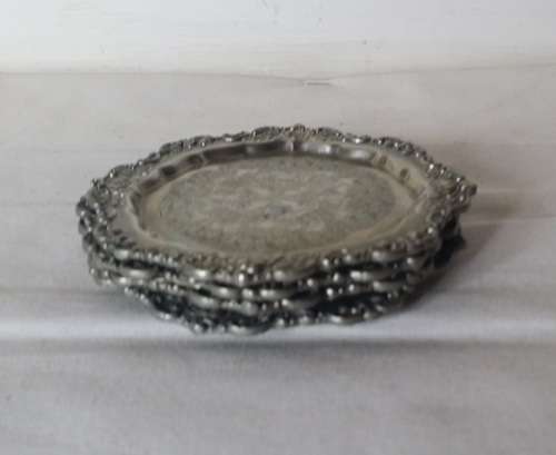 SILVER PLATED COASTERS X 4