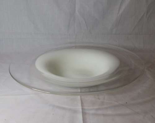 LOVELY CLEAR AND WHITE GLASS BOWL