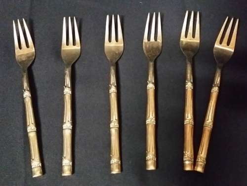 FIVE  BRASS CAKE FORKS