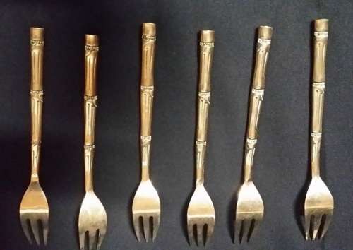 FIVE  BRASS CAKE FORKS