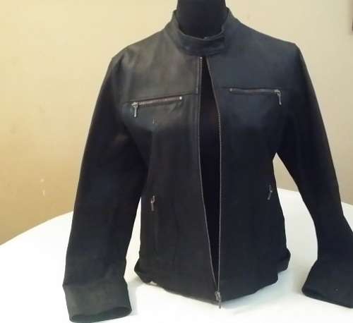 LINED BLACK LEATHER JACKET WOOLWORTHS SIZE MEDIUM