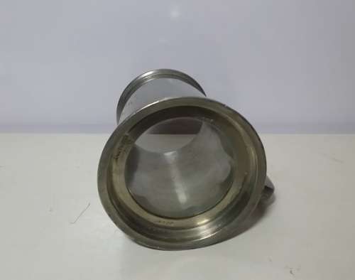 A PEWTER  I PINT  SHEFFIELD TANKARD GLASS BOTTOM