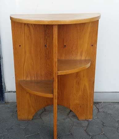 OAK HALF MOON STAND SHELVE    /  BUYER MUST COLLECT EDENVALE JHB