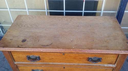 ANTIQUE SOLID WOOD  2 DRAWER CHEST OF DRAWERS    /  BUYER MUST COLLECT EDENVALE JHB