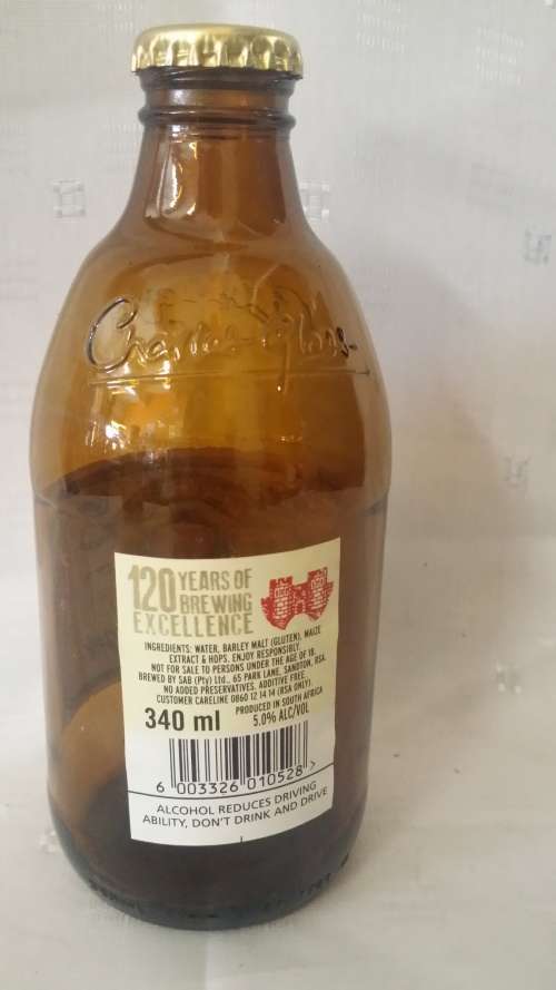 EMPTY 340ml  CASTLE LAGER BEER BOTTLE