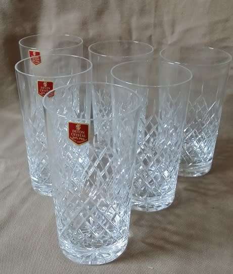 DEVON CRYSTAL HANDCUT LEAD CRYSTAL  SET  of 6   GLASSES /  PRICE IS  FOR SET