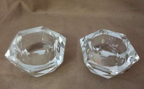 SET OF TWO GLASS CANDLE HOLDER