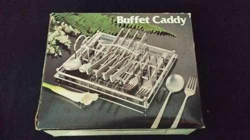 SILVER PLATED BUFFET CUTLERY CADDY