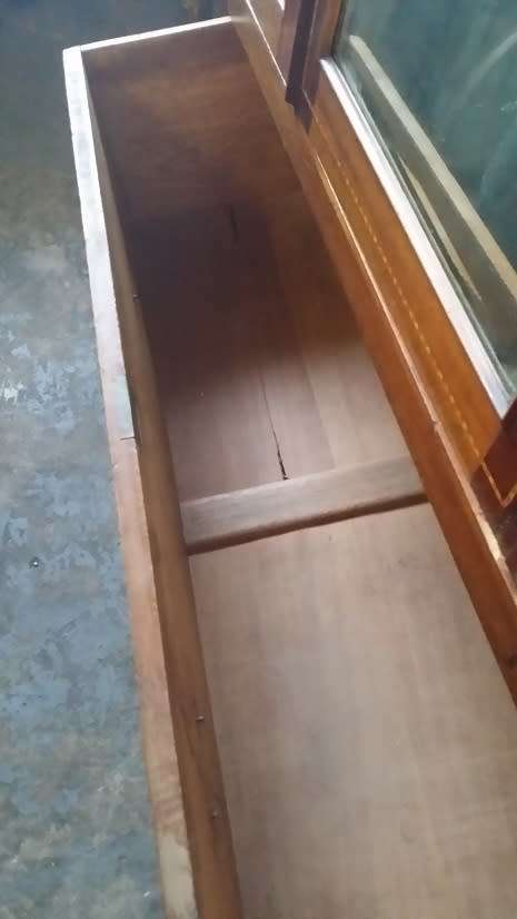 ANTIQUE WARDROBE  WITH  LARGE DRAWER AND BEVELLED MIRROR   / BUYER MUST COLLECT IN EDENVALE JHB