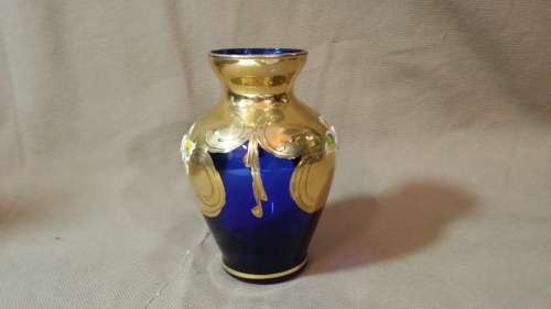 GOLD AND COBALT BLUE POSY VASE