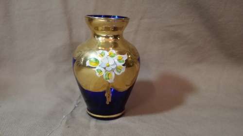 GOLD AND COBALT BLUE POSY VASE