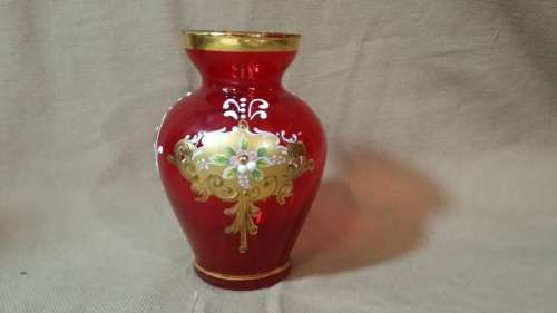 GOLD AND RED  POSY VASE