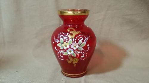 GOLD AND RED  POSY VASE