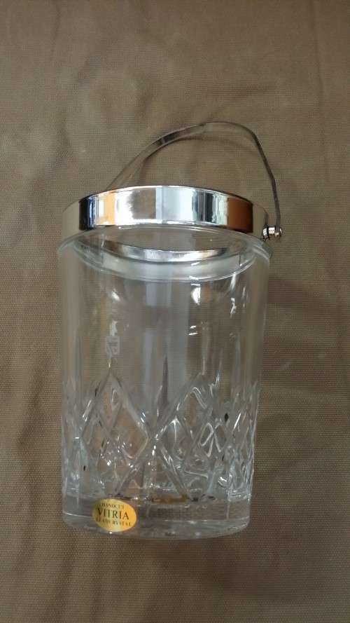 HAND CUT VITRIA LEAD CRYSTAL GLASS ICE BUCKET