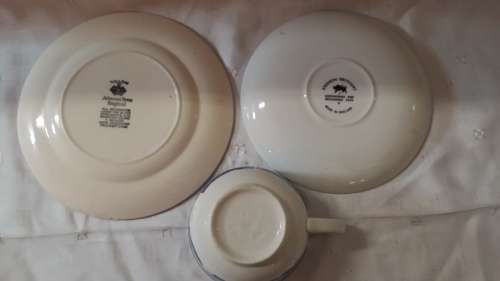 JOHNSON BROS TRIO , CUP , SAUCER .CAKE PLATE