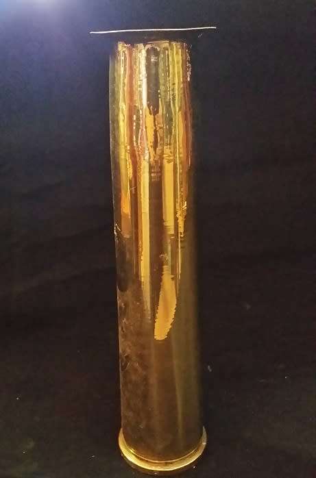 BRASS  SHELL CASING VASE 16 X 6 CM