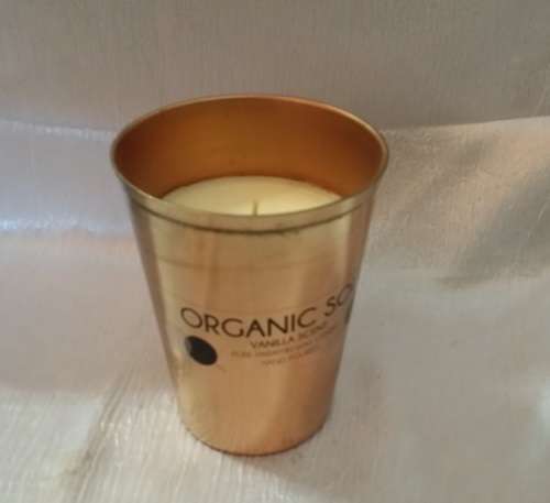 ORGANIC SOUL VANILLA SCENT  CANDLE IN COPPER HOLDER HOLDER 10 X  9 CM