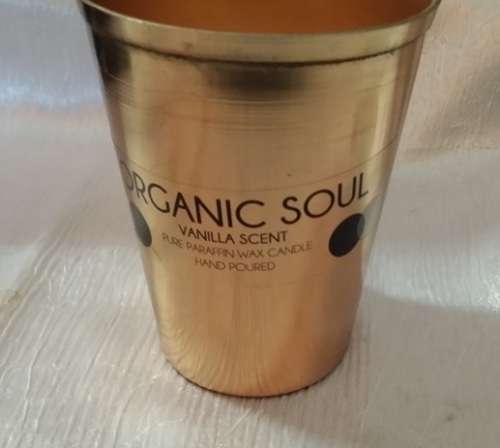 ORGANIC SOUL VANILLA SCENT  CANDLE IN COPPER HOLDER HOLDER 10 X  9 CM