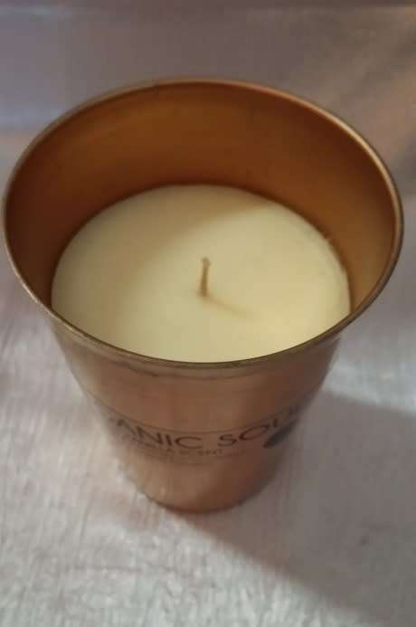 ORGANIC SOUL VANILLA SCENT  CANDLE IN COPPER HOLDER HOLDER 10 X  9 CM