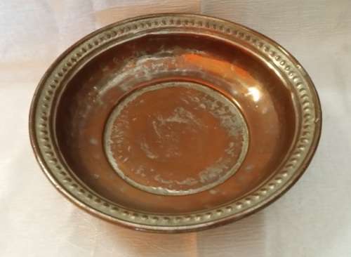 ANTIQUE  RUSTIC COPPER  BOWL 22 CM X 5 CM