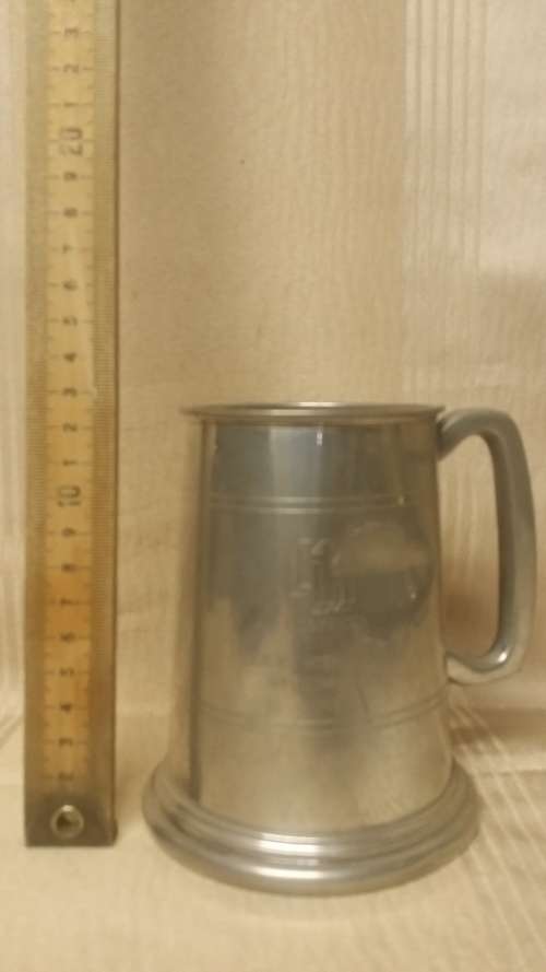 METAL TANKARD MUG GLASS BOTTOM