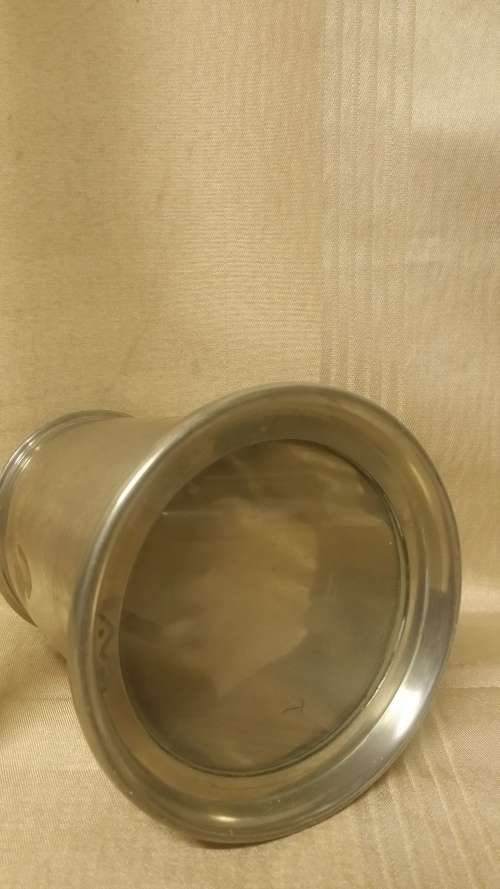 METAL TANKARD MUG GLASS BOTTOM