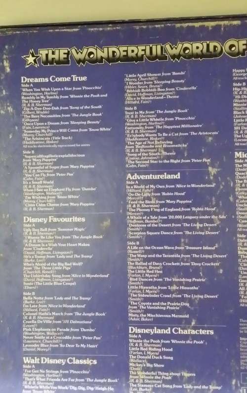 LP VINYL RECORD - THE WONDERFUL WORLD  OF DISNEY 6 LP