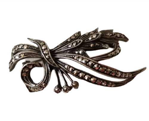 Vintage Marcasite Brooch - Signed