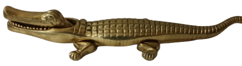 Large Solid Brass Crocodile Nutcracker 37 x 7 cm