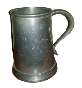 VINTAGE ENGLAND PEWTER GLASS BOTTOM TANKARD MUG 13 CM X 10 CM