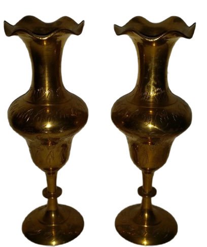 SET OF 2 BRASS VASES / CANDLE HOLDERS 17 X 6 CM
