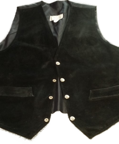 BLACK REAL LEATHER MADE IN ENGLAND WAISTCOAT LARGE