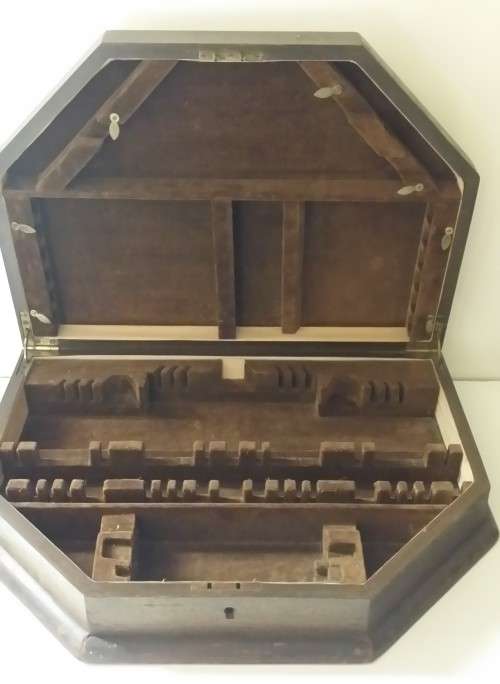 Vintage Wood Cutlery / Jewellery / Storage Box 44 x 32 x 9 cm