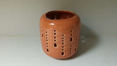 distressed hand painted candle holder /  vase 10 cm